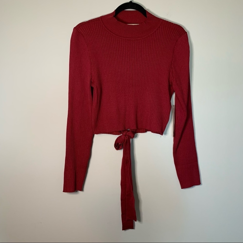 Women’s new Madden Girl red ribbed open back cropped sweater size juniors XL
